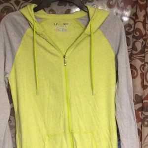 Kids gray and yellow zip up Under Armour hoodie